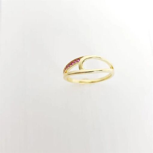 ANEL ELO REDONDO VAZADO E FILEIRA CRAV ROSA 7MM