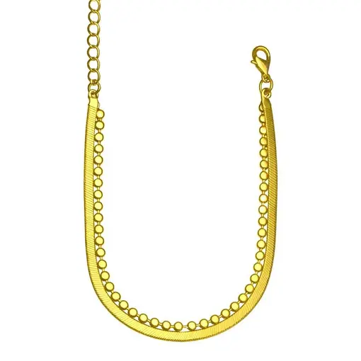 PULSEIRA DUPLA FITA 3MM COM ELO EM ESFERA ACHATADA | BANHADO EM