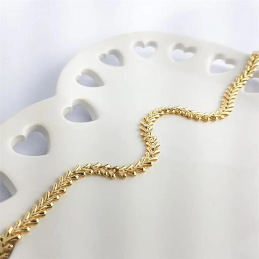 TORNOZELEIRA FOLHAS DOURADAS|18+5 CM|BANHADO EM OURO 18K
