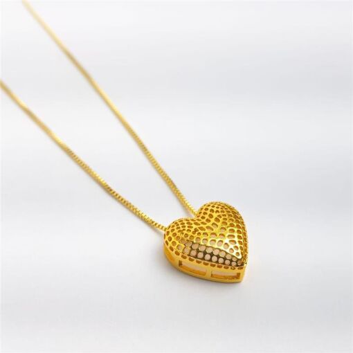 COLAR VENEZIANA PG CORAÇÃO ARO LISO VAZADO | BANHADO EM OURO 18K