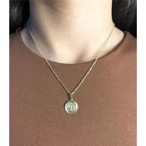 COLAR ELO BAILARINA FINO PINGEENTE PLACA REDONDA SÃO BENTO REDOR