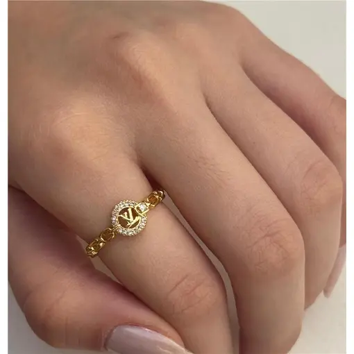 ANEL ARO EM CORRENTARIA CENTRO ARREDONDADO CRAVEJADO INSPIRAÇÃO