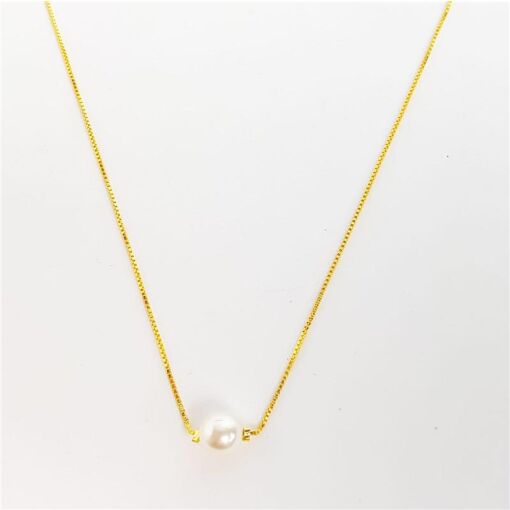 CHOKER VENEZIANA PÉROLA LISA | 35+5CM|BANHADO EM OURO 18K
