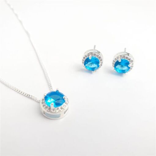 CONJUNTO PEDRA REDONDA 6MM INSPIRAÇÃO ALTA JOALHERIA CRAVEJADA A