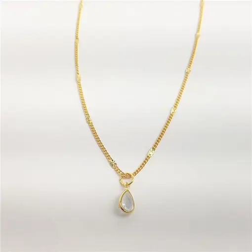 COLAR ELO GRUMET COM CHAPINHA LISA PG GOTA CRISTAL | BANHADO EM