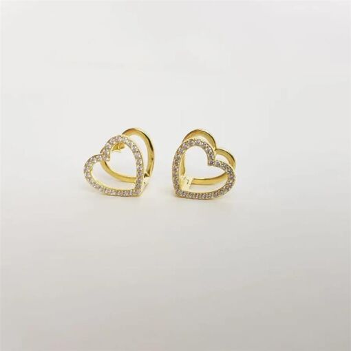 ARGOLA DE CORACAO ATRAS/FRENTE VAZADO E CRAV|1,5CM|BANHADO EM OU