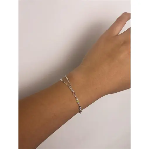 PULSEIRA INFANTIL DUPLA ELO CARTIER COM FILEIRA DE CRISTAIS COLO
