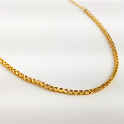 COLAR ELO BAILARINA COM RIVIEIRA CRISTAL REDONDO 2MM | BANHADO E