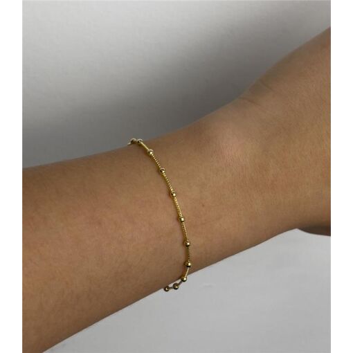 PULSEIRA VENEZIANA COM MNI ESFERAS | BANHADO EM OURO 18K