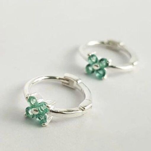 ARGOLA FLOR VERDE|1,2CM|PRATA 925