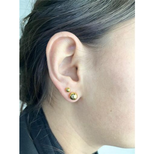 DUPLA ESFERA LISA COM TARRAXA|5MM/4MM|BANHADO EM OURO 18K
