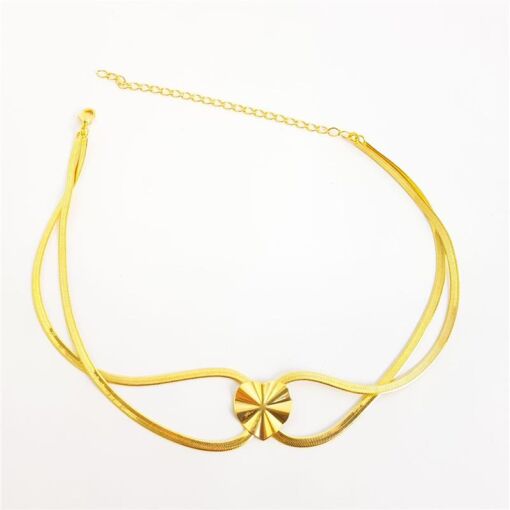 CHOKER FITA DUPLA CORAÇÃO EM CHAPA ONDULADA LISA |  30+10CM | BA