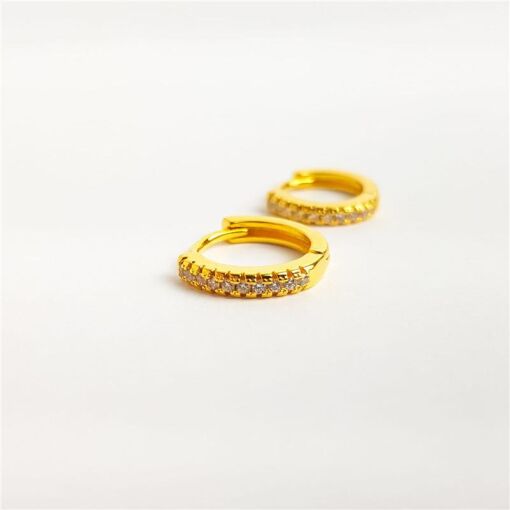 DUPLA ARGOLA CLICK CRAVEJADO 1,3CM X 1,1CM | BANHADO EM OURO 18K