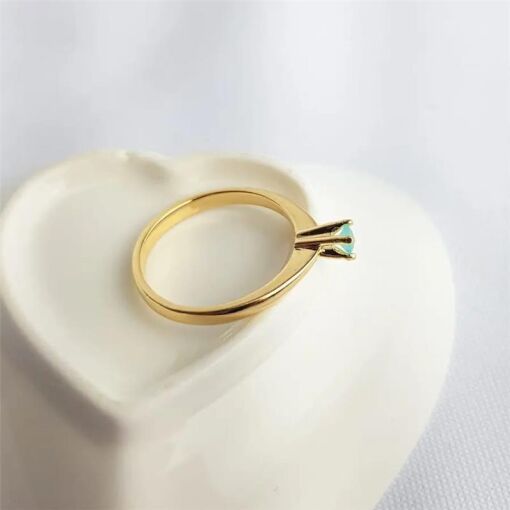 ANEL SOLITARIO VERDE AGUA LEITOSO