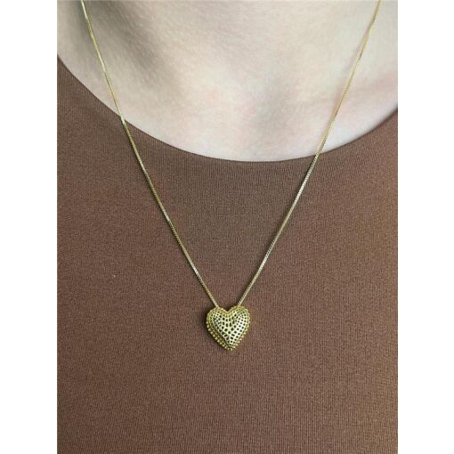 COLAR VENEZIANA PG CORAÇÃO ARO LISO VAZADO | BANHADO EM OURO 18K