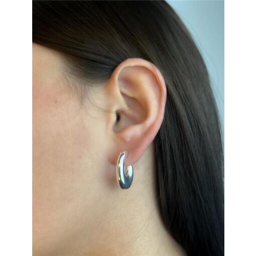 MEIA ARGOLA EM `C` ARREDONDADA | BANHO DE PRATA