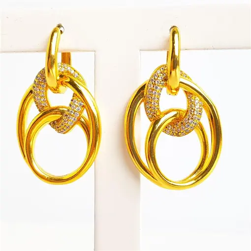 ARGOLA  BASE EM OVAIS ENTRELAÇADOS LISOS/CRAVEJADOS  | 3,4CM | B