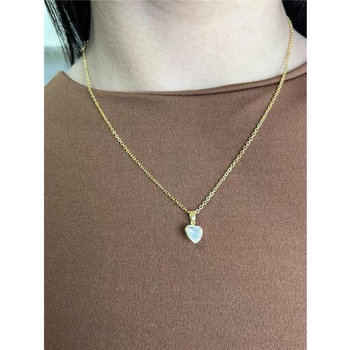 COLAR ELO BAILARINA PG CORAÇÃO CRISTAL 1CM | BANHADO EM OURO 18K
