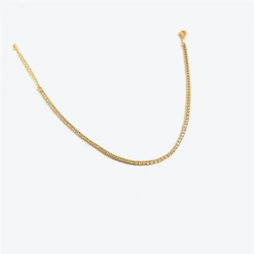 PULSEIRA RIVIEIRA CRISTAL 1 MM | BANHADO EM OURO 18K