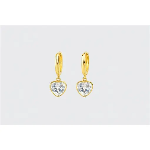 ARGOLA LISA PG CRISTAL CORAÇÃO 9MM | BANHADO EM OURO 18K
