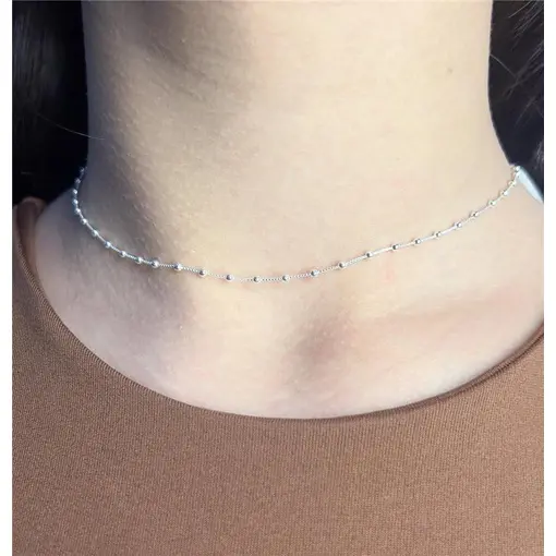 CHOKER VENEZIANA INTERCALADA COM MINI ESFERAS LISAS | BANHO DE P