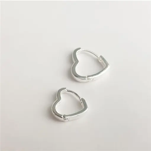 DUPLA DE ARGOLAS LISA CORAÇÃOO 3MM | BANHO DE PRATA