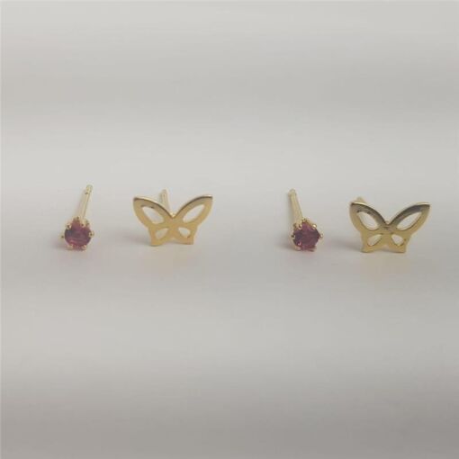 DUPLA BORBOLETA 5MM ARO LISO VAZADO X PONTO DE LUZ ROSA | BANHAD