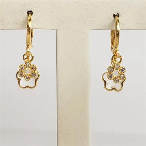 ARGOLA C/PINGENTE 5X7MM FLOR CRAV/EM CRISTAL