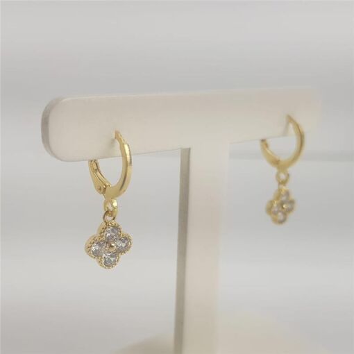 ARGOLA CLICK 1,5CM PG TREVO ZIRCÔNIA 1CM | BANHADO EM OURO 18K