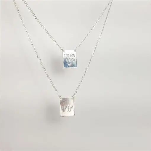 ESCAPULÁRIO ELO BAILARINA PINGENTE PLACA LISA AMEM/´LIVRAI-ME DE