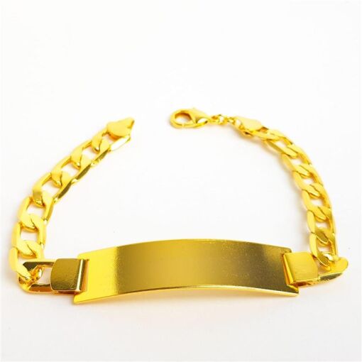 PULSEIRA MASCULINA ELO GRUMET PLACA RETANGULAR LISA1,2CM |  21CM