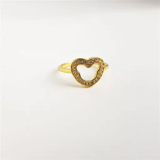 ANEL INFANTIL ARO LISO CENTRO CORAÇÃO CRAVEJADO VAZADO EM RÉPLIC