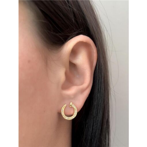 BRINCO PREGO REDONDO ABERTO CRAVEJADO | BANHADO EM OURO 18K