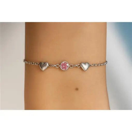 PULSEIRA INFANTIL ELO GRUMET CENTRO PONTO DE LUZ ROSA LATERAIS C