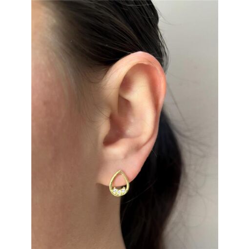 BRINCO GOTA VAZADA 3 CRISTAL ZIRCÔNIA | BANHADO EM OURO 18K
