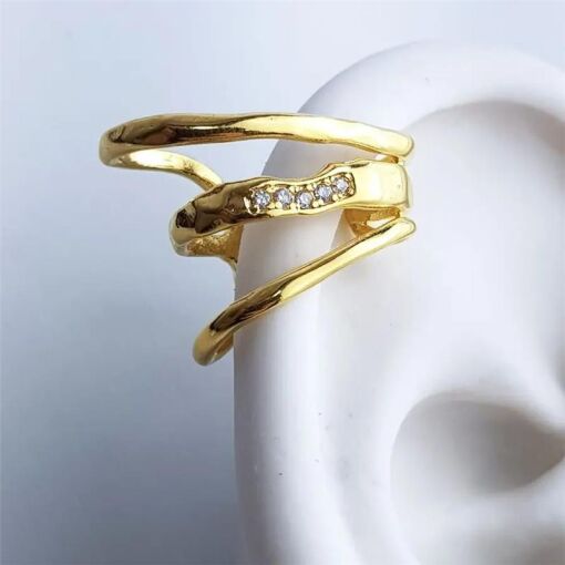 PIERCING 3 AROS LISOS DETALHE CRAV|2CM|BANHADO EM OURO 18K