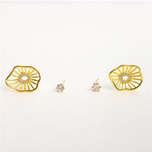 DUPLA BRINCO  OVAL EM LINHAS VAZADAS/PONTO DE LUZ CRISTAL/1,4CM/