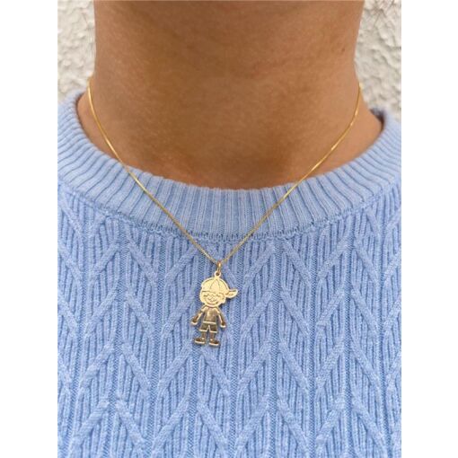 COLAR VENEZIANA COM PG MENINO CHAPA LISO | BANHADO EM OURO 18K