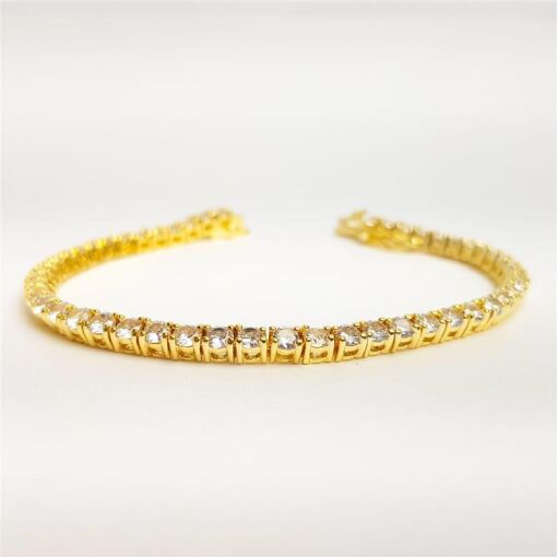 PULSEIRA RIVIEIRA CRISTAL |18CM|BANHADO EM OURO 18K