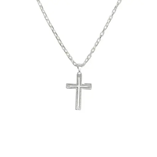COLAR ELO CARTIER GROSSO PINGENTE CRUZ TEXTURIZADA CENTRO LISO |