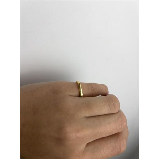 ANEL ARO LISO FRENTE RETA 2MM  VERSO REDONDO | BANHADO EM OURO 1