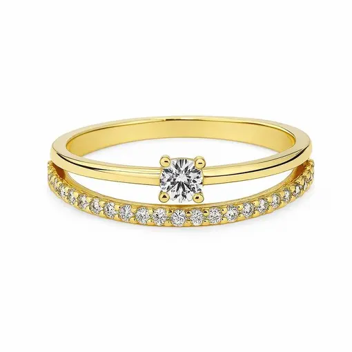 ANEL MINGO ARO LISO DUPLO FRENTE ARO CRAVEJADO  CENTRO ZIRCÔNIA