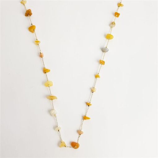 COLAR MINI ELO CARTIE INTERCALADO COM PEDRAS NATURAIS/60+5CM/BAN