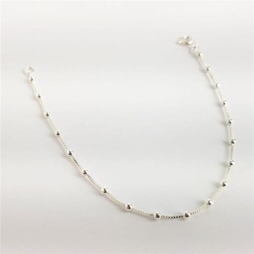 PULSEIRA VENEZIANA COM MINI ESFERAS 2MM | BANHO DE PRATA
