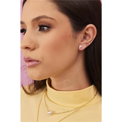 BRINCO FOLHA 3 ZIRCÔNIA CRISTAL | BANHADO EM OURO 18K