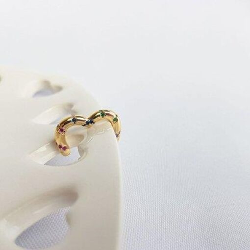PIERCING FAKE  CORACAO COM ZIRCONIA COLOR| 2,2CM|BANHADO EM OURO