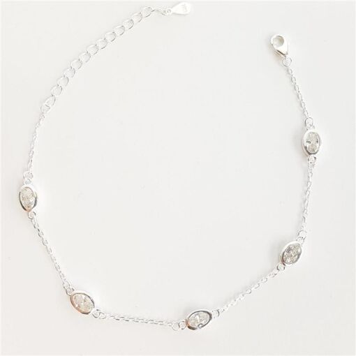 PULSEIRA  MINI ELO BAILARINA PINGENTES 5 OVAIS CRISTAIS|16+4CM|
