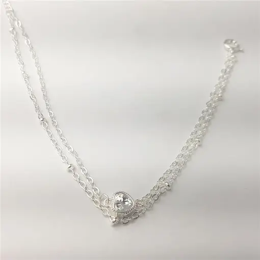 PULSEIRA DUPLA ELO BAILARINA COM MINI ESFERAS LISAS PINGENTE COR