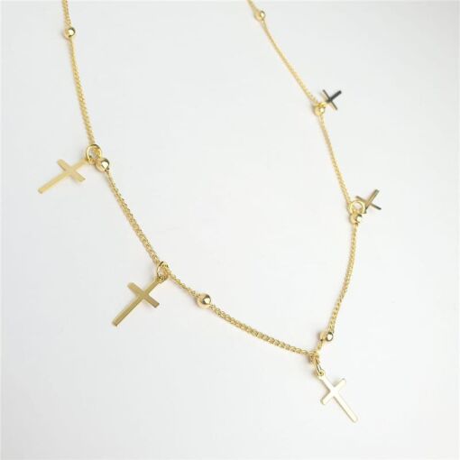 CHOKER MINI GRUMET 9 BOLINHAS E 5 CRUZ LISA | 35+5CM | BANHADO E