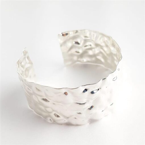 BRACELETE ARO ABERTO ONDULADO CHAPA LISA | 2,5CM |  BANHO DE PRA
